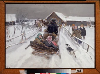Slädfärd under fastlagen - Målning av Aleksej Stepanovitj Stepanov (1858-1923)