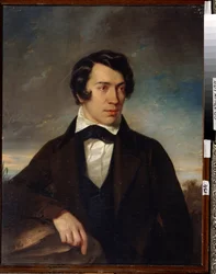 ""Självporträtt"" Målning av Alexei Stepanovich Khomyakov (1804-1860) 1842 State Museum Abramtsevo Estate, Moskva