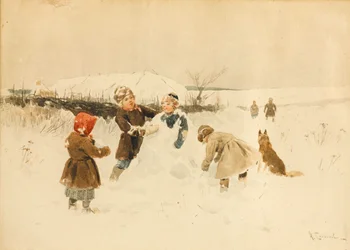 Att göra en snögubbe, 1891.