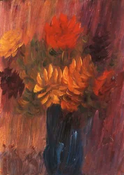 Stort stilleben: Röd och gul Dahlia; Stort stilleben: Röda och gula dahlior, 1937