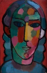 Flicka huvud. Omkring 1915