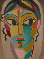 Mystical Head: Head of a Girl, 1918 (olja på kartong)