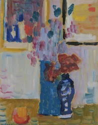 Stilleben med blommor (olja på kartong)