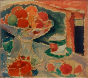 Still Life with Fruit Bowl, Bohemian Glass and Empire Cup (Stilleben med fruktskål, böhmiskt glas och empirestilskopp)