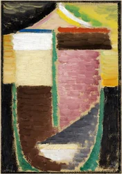Abstrakt ansikte (abstrakt huvud). Verk av Alexei von Javlensky (Alexi von Jawlensky, Alexej von Javlenski) (1864-1941), olja på kartong