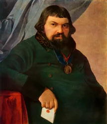 Porträtt av Obraztsov och köpman från Rsnev, 1830-talet, 1965.