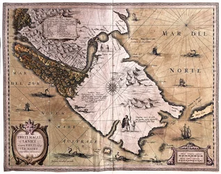 Magellans sund, Eldslandet, av A.H. Jaillot i "Atlas Français" - Paris
