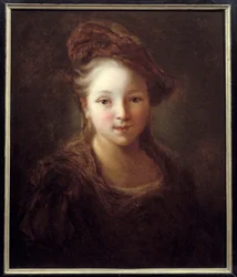 Porträtt av en ung flicka. Målning av Alexis Grimou (1680-1740), cirka 1720. Amiens, Musee De Picardie - Porträtt av en ung flicka. Målning av Jean Alexis Grimou (1680-1740), cirka 1720. Picardiemuseet, Amiens, Frankrike