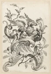Winged Griffon på en Rocaille Bracket, från Premiere Partie Diverse Ornements