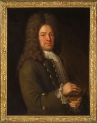 Porträtt av Simon Harcourt, 1:e Viscount Harcourt 1661-1727, första tredjedelen av 1700-talet.
