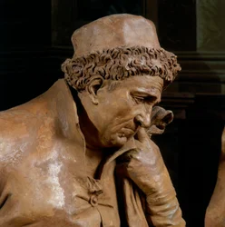 Josef av Arimathea, detalj av Kristi klagan, i kapellet i den välsignade Aldrovandi (terrakotta)