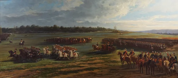 Granskning av kavalleriavdelningen av Longchamp-gardet av Napoleon III och Francois Joseph I av Österrike, 25 oktober 1867