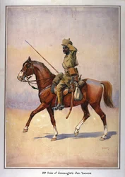 Soldat för den 31:e hertigen av Connaughts egen lanser, Daffadar, Dekhani Mahratta, illustration för "Armies of India" av major G.F. Macmunn, publicerad 1911, 1910
