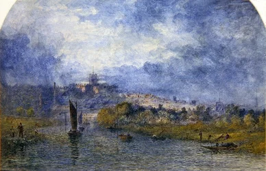 Sunset Over Norwich (akvarell på papper)