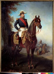 Ryttarporträtt av Napoleon III (1808-1873). Målning av Alfred De Dreux (1810 - 1860)