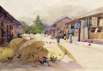 Torkande paraplyer efter en regnstorm, ca 1889 (akvarell på papper)