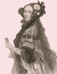 Porträtt av Augusta Ada King (1815-1852), grevinnan av Lovelace (gravyr).