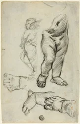 Skisser av putti (recto); Studie till ornament (verso)