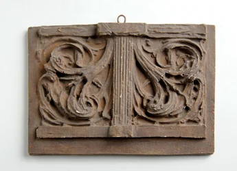 Maquette för den dubbla panelen av lövverk för kronan på figuren av välgörenhet på Alexandria Memorial, c.1932 (bronserad gips)