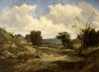 Landskap med stugor, 1864