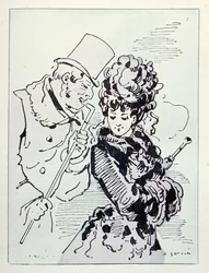 På asfalten, illustration från Les Parisiennes, c.1870