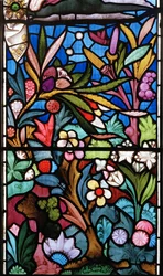Blommönster, detalj från östfönstret, 1864 (målat glas)