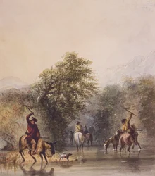 Breaking Trail to Escape from Indians, ca 1837 (akvarell på papper)