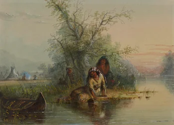 Indianläger vid floden Eau Sucre
