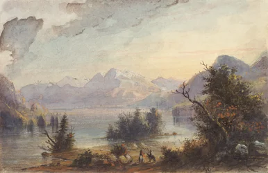 Lake Scene, Rocky Mountains, ca 1837 (akvarell på papper)