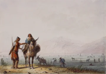 Shoshone Root Diggers, ca 1837 (penna och bläck och akvarell på papper)