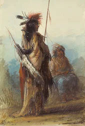 Shoshones, Green River, ca 1837 (penna, penna och bläck och tvätt på papper)