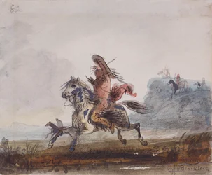 Ormar förföljda av Blackfeet, ca 1837