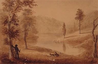 Svansjön, ca 1837 (akvarell på papper)