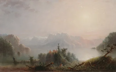 The Lake Her Lone Bosom Expands to the Sky, ca 1850 (olja på panel)