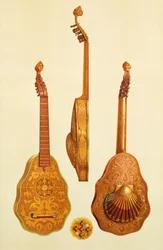 Drottning Elisabet I:s luta av John Rose, 1580, ur „Musical Instruments”