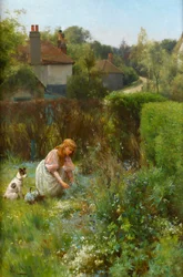Plocka vilda blommor i häcken, 1895