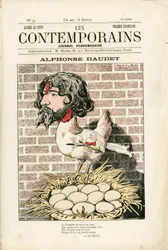 Omslag till "" Les Contemporains"", nummer 9, Satirical in Colours: Alphonse Daudet - Litteratur - Houle, Daudet Alphonse - Illustration av Alfred Le Pepetit (1841-1909)