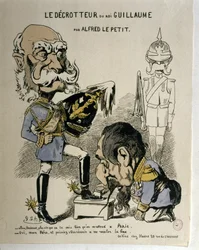 FRANSK-PREUSSISKA KRIGET: Karikatyr av Wilhelm I av Preussen och Napoleon III av Fran...