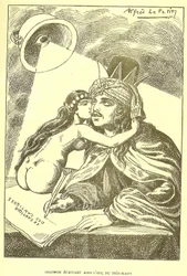 Illustration av Alfred Le Pete (1841-1909) i Gros-Jean och hans församling