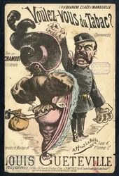 Illustration av Alfred Le Petité (1841-1909) i "" Chanson illustratese "", cirka 1900 - Vouvous du tabac. Louis Gueteville - Rökning, tobak