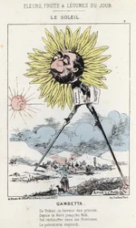 Le Soleil (solros): karikatyr på Gambetta (1838 - 1882) - ill. från 1871-01-12 i "Dagens blommor, frukter och grönsaker"