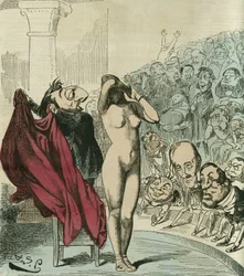 Den nya phryne, enligt en målning av Gerome, Phryne skulle vara Republique avtäckt. i "" L