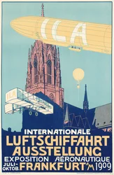 Reklamaffisch för den internationella luftfartsutställningen 1909 i Frankfurt