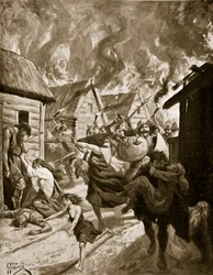 Canterbury Burned by the Danes, 851 AD, illustration från 