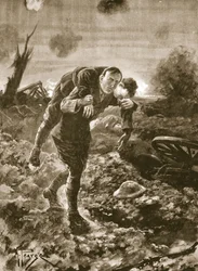 Tillfällig löjtnant G. St. G. S. Cather för in en skadad man i full sikte av fienden och under maskingevär och artillerield