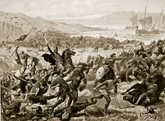 Det stora slaget vid Brunanburh, 937, illustration ur "Hutchinson