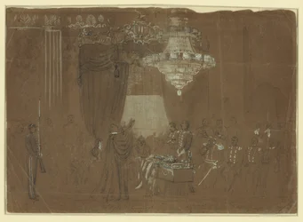 Begravningsgudstjänst över överste Ellsworth i White House East Room Abstrakt/medium