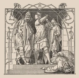 Die Nibelungen. Hur de kastade ner de döda ur salen, 1840-1841.