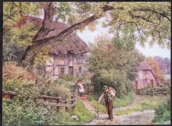Vid en landsväg i Houghton, Suffolk, ur Stugorna och bylivet på den engelska landsbygden, utgiven av Dent & Sons Limited, 1912