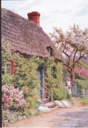 The Cottage Door, Elmley Castle, Worcester, från The Cottages and the Village Life of Rural England publicerad av Dent & Sons Limited